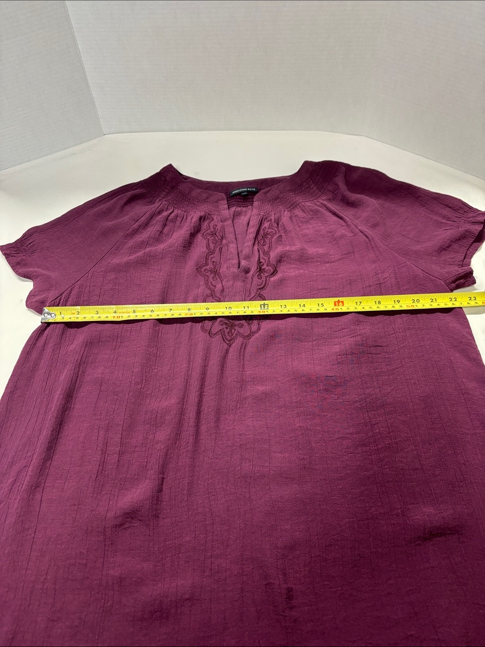 Addition Elle Plum Embroidered Split-Neck Blouse - Picture 5 of 7